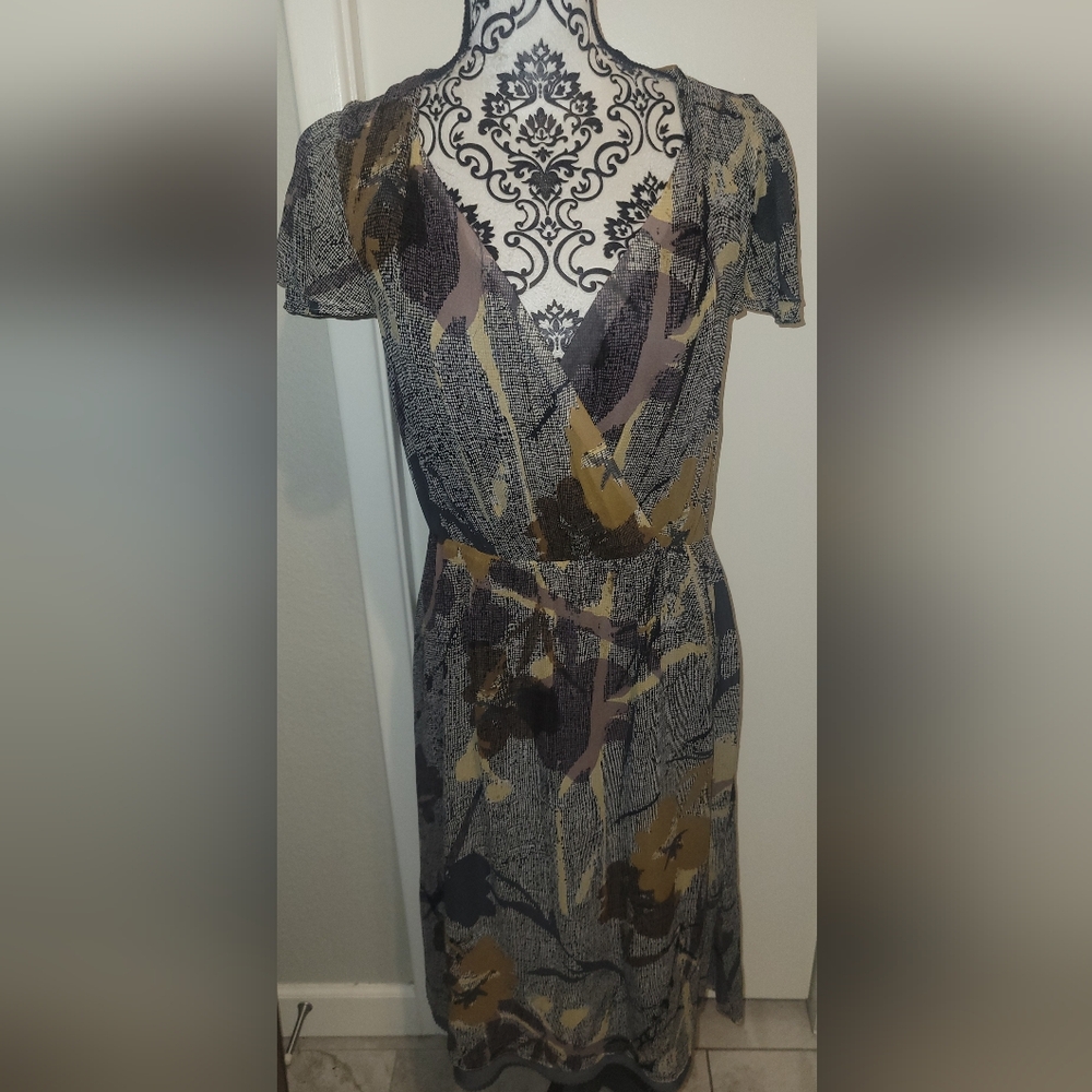 Maeve Anthropologie Bronwen Faux Wrap‎ Dress No Belt 100% Silk Sz 6